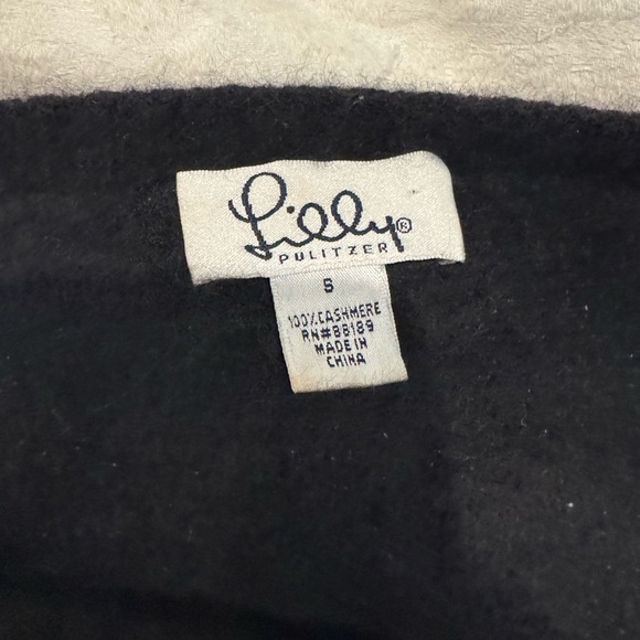 Lilly Pulitzer Black cashmere cable knit soft Sweater palm tree embroidery - Picture 5 of 7